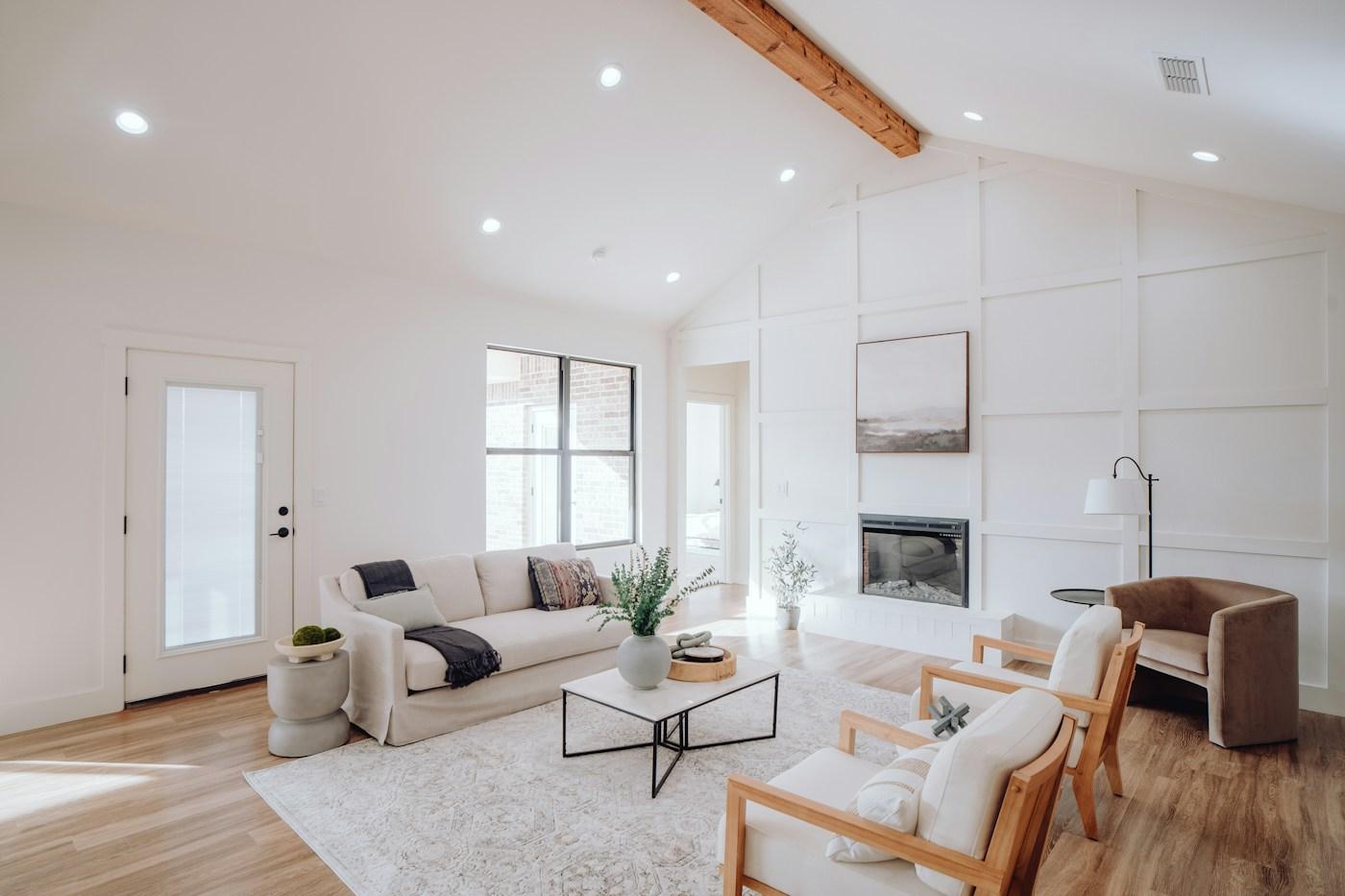 Vaulted family room, stock placeholder photo